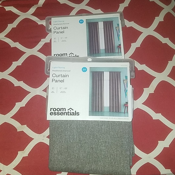 Heathered Gray Light Filtering Curtain Panels NEW - Picture 2 of 3